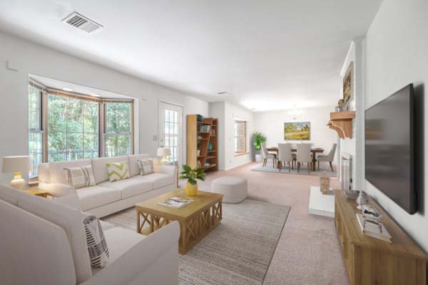 Decorated Apartment Room With Carpet